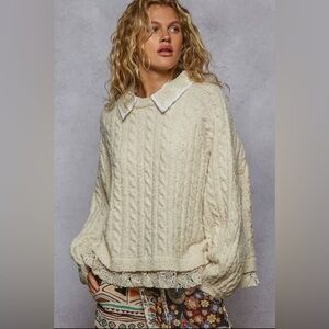 POL Cream Cable Knit Sweater